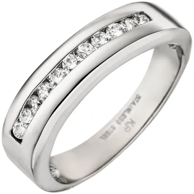 Produktbild von Ring Damenring mit weißen Zirkonia, Edelstahl, Fingerschmuck Edelstahlring Innenumfang 52mm Ø16.6mm