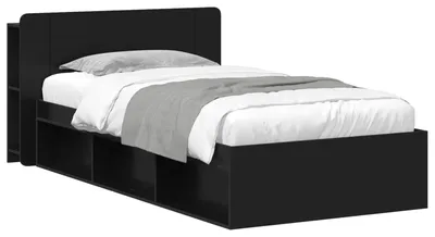 Produktbild von Bettgestell mit Stauraum Schwarz 90 x 200 cm Holzwerkstoff