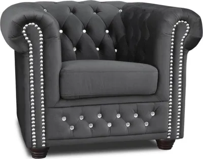 Produktbild von Chesterfield Sessel Fernseh Couch 1 Sitzer Sofa Textil Stoff Couchen Polster Neu