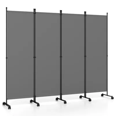 Immagine prodotto di COSTWAY Divisorio 225 x 173 cm su rotelle, schermo a 4 pezzi, divisorio pieghevole, schermo privacy (grigio)