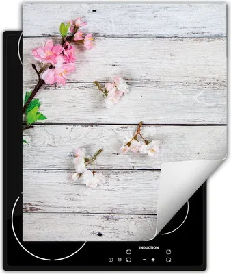 Produktbild von DarHaus Herdabdeckplatte 45x52 cm Anti Rutsch Matte Aufrollbar, Blumen - Holz