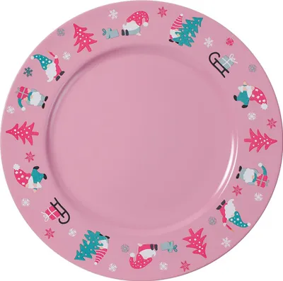 Produktbild von Dekoteller 33cm Kunststoff mit Wichtel Motiv - Rosa