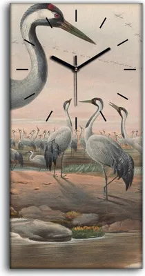 Produktbild von Küchenuhr Bürouhr Leinwand Uhr Quarz 30x60 Vögel Wild Tiere Zeichnung Kunst - schwarze Hände