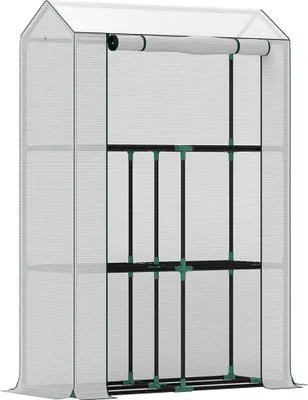 Serra Outsunny 300x150x213 Cm Con Ripiani - Tunnel In Pellicola Per Balcone, Giardino, Orto