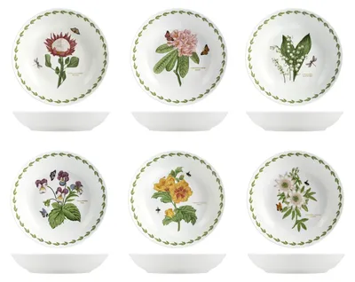 6 tiefe Porzellanteller, Blumenmuster, 20 cm, bunt