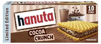 Zdjęcie produktu dla Ferrero Hanuta Cocoa Crunch, opakowanie limitowane zawierające 10 sztuk, 220 g