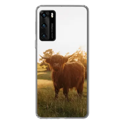 Produktbild von MuchoWow® Handyhülle Schutzhülle Hülle für Huawei P40 Schottischer Hochländer - Gras - Sonne Silikon Softcase Handy Hülle - Handytasche