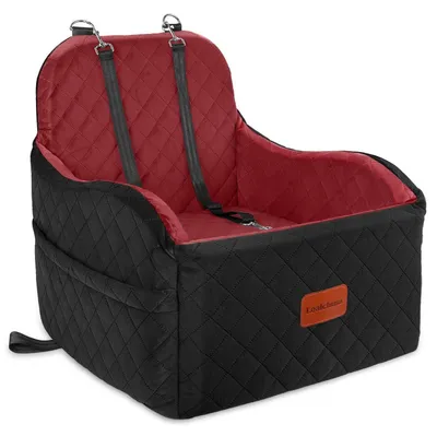 Immagine prodotto di Seggiolino per auto per cani, adatto a cani di piccola e media taglia, portatile, lavabile, con tasche portaoggetti, colore nero/rosso, taglia media