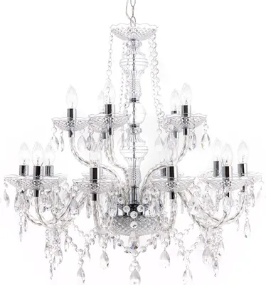 A clear, professional studio shot of a crystal chandelier against a white background.