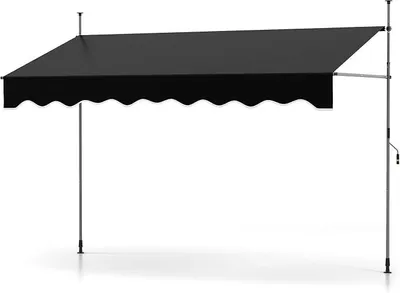Produktbild von Klemmmarkise, Balkonmarkise ohne Bohren mit Handkurbel, Höhenverstellbar & UV-beständig, Markise Sonnenschutz für Terrasse, Balkon, Garten (300 cm,Schwarz)