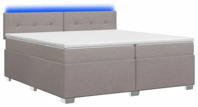 Immagine prodotto di Letto con boxspring, materasso e illuminazione LED color taupe, dimensioni 200 x 200 cm, rivestito in tessuto
