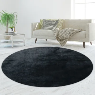Produktbild von Teppich Shaggy  Flokati in schwarz Größe - 120 cm Rund