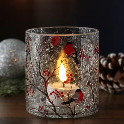 Produktbild von Teelichthalter GIMPEL - Windlicht - Bruchglasoptik - Glas - H: 10cm - D: 9cm
