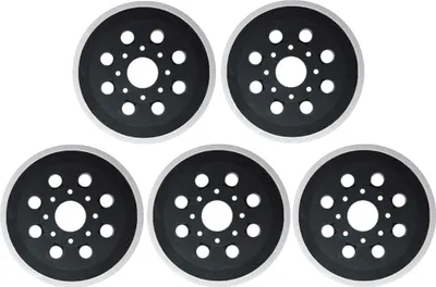 Produktbild von 5x Trade-Shop Klett Haftteller / Schleifteller / Stützteller / Polierteller 125mm Ø 8 Löcher für Bosch Skil Exzenterschleifer
