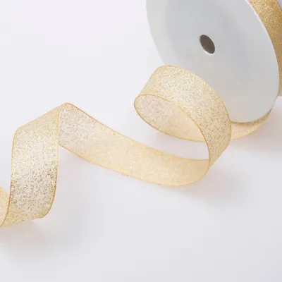Produktbild von Geschenkband mit Goldflitter - Gold - 25 mm 20 m - 54111 052-R 20