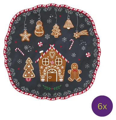 Produktbild von 6er Set Kuchenteller GINGERBREAD Lebkuchenmännchen D. 21,5cm Easy Life