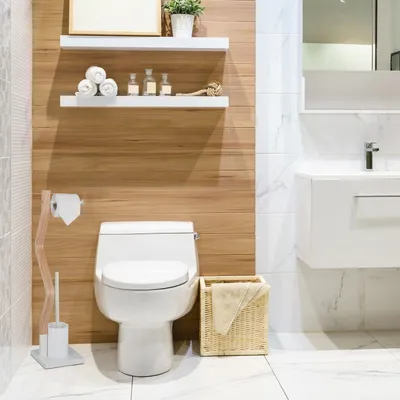Zdjęcie produktu dla Krzesło WC ze stali i imitacji drewna