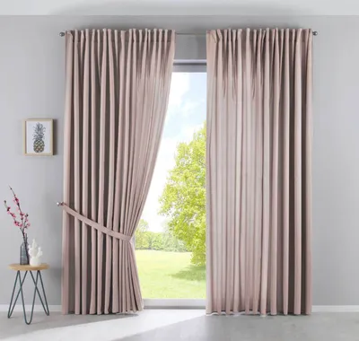 Produktbild von 2er Set Vorhänge Verdeckte Schlaufen Cationic »JENA« HxB 250x300 cm Taupe Blickdicht Leinen Optik Gardinen Meliert Gardinenband mit Raffhalter , 2019037-2