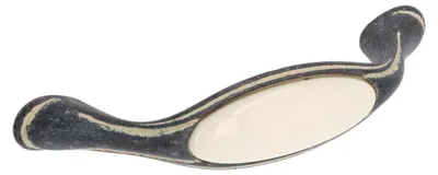 Produktbild von Griff für Möbel aus Zinklegierung und Porzellan, Lochabstand 96 mm, Elfenbeintönung, rustikaler Stil, Set mit 6 Stück