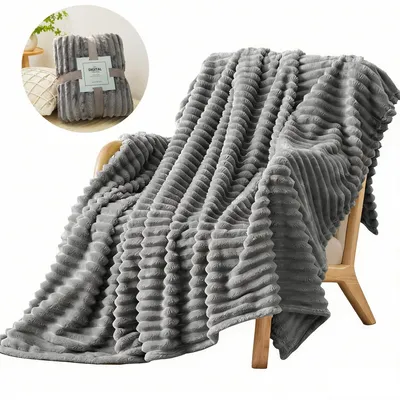 Produktbild von Minicee Flanell Fleece Decke 150x200 cm, Weich, Dick, Grau Kuscheldecke