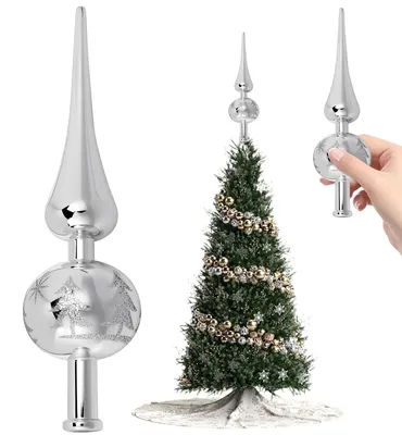 Weihnachtsbaumspitze Silber 23 cm – PS-Deko für festliche Anlässe