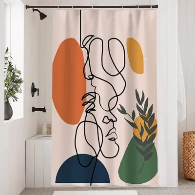 Produktbild von Abstrakter Duschvorhang, schimmelresistent und wasserdicht, waschbarer Duschvorhang aus Polyestergewebe, 120 x 180 cm.