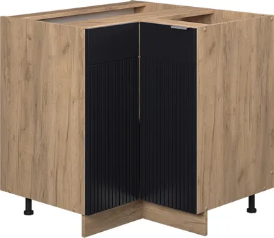 Produktbild von Eckunterschrank Vicco Fame-Line Schwarz gestreift 80.5 cm ohne Arbeitsplatte, Model 50796