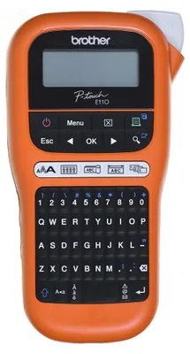 Obrázek produktu pro Brother PTE110VPYP1, QWERTY, TZe, 180 x 180 DPI, 20 mm/s, Černá, Oranžová