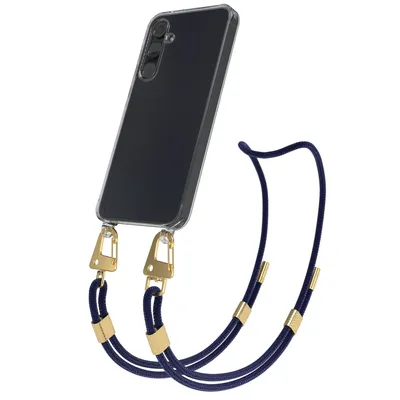Produktbild von EAZY CASE Handykette für Samsung Galaxy A55, Transparente Silikonhülle mit Band, Clear Case, abnehmbar in  Blau
