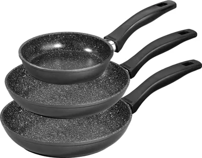 Produktbild von Stoneline Pfanne 3er-Set 6882 Braten, Durchmesser 16/20/24 cm, Für Induktionskochfeld geeignet, Fester Griff, Grau