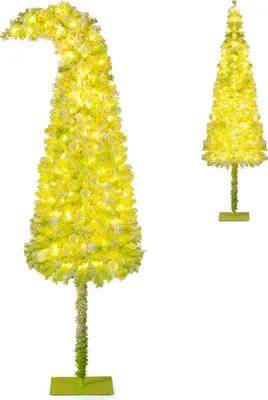 Immagine prodotto di COSTWAY Albero di Natale artificiale 210cm con neve, cima pieghevole, LED bianchi caldi e 8 modalità, albero di Natale artificiale