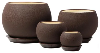 Image de Pot sphérique 0,4 L soie chocolat