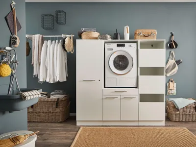 Produktbild von Waschmaschinenumbauschrank >LAUNDREEZY< in weiß - 167,5x162x67,5 (BxHxT)