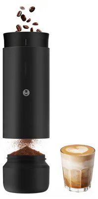 Elektrische Kaffeemühle, 30 Mahlgrade, Kegelmahlwerk, tragbar, schwarz
