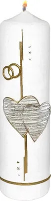 Produktbild von Hochzeitskerze "Doppelherz" 220 x Ø 60 mm mit Namensverzierung
