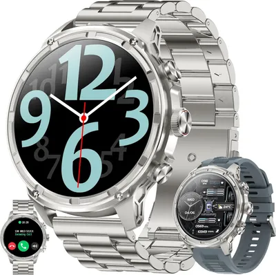 Produktbild von MYSHUN Herren Smartwatch mit Telefonfunktion, 1,85" AMOLED Display, 123 Sportmodi, 5ATM wasserdicht, Herzfrequenz & Schlafmonitor