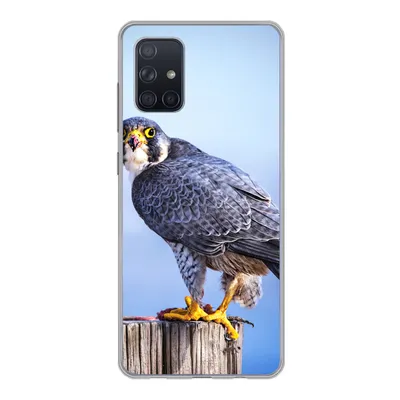 Produktbild von MuchoWow® Handyhülle Schutzhülle Hülle für Samsung Galaxy A51 Nahaufnahme eines Raubvogels auf einer dicken Holzstange Silikon Softcase Handy Hülle - Schutzabdeckung