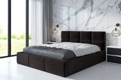 Produktbild von Polsterbett  RADI-OM 90x200 cm mit Bettkasten und Lattenrost. Farbe: Dunkelbraun.
