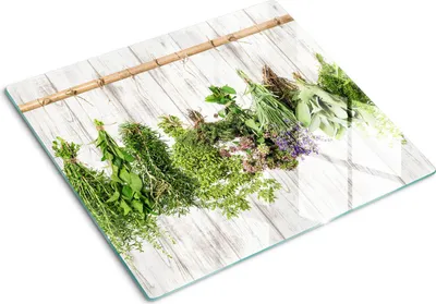 Obrázok produktu pre Sklenená ochranná doska – Kryt varnej dosky – Kryt na indukčnú dosku – 60x52 cm  – Rýchle čistenie – Tvrdené sklo – Bylinná šnúrka