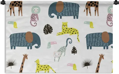 Produktbild von MuchoWow® Wandteppich Wandbehang Tiere - Wilde Tiere - Weiß 120x80 cm Tapisserie Dekoration Wandtuch - Wanddekorationen - Wandtücher