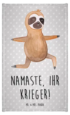 Produktbild von Mr. & Mrs. Panda Gästehandtuch Faultier Yoga - Grau Pastell - Geschenk, handtuch baumwolle, Kleines, Mini-Handtuch, gäste wc, Namaste, Gästetuch, Entspannung