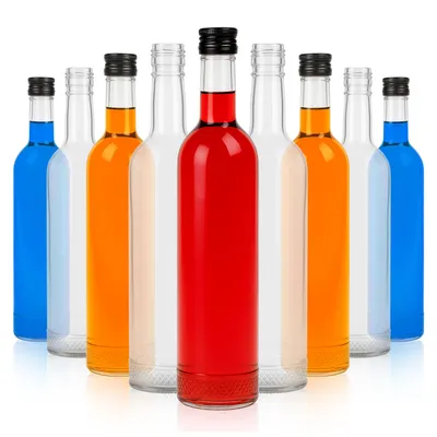 Zdjęcie produktu dla SuperButelki - 40x Butelka szklana KRYSZTAŁ 500 ml z zakrętką – ozdobna na nalewki, bimber, wódkę, alkohole, grube szkło, dekoracyjna, trwała, 0,5 l