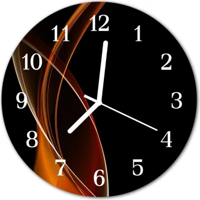 Produktbild von Glasuhr Wanduhr Küchenuhr Echt-Glas 30fi cm Abstrakte Linien orange schwarz