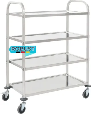 Produktbild von Servierwagen KENNI für Küche 4-Etagen 107x55x125 cm Edelstahl | Küchenwagen mit Rollen Etagenwagen Reinigungswagen für Hotel Restaurant
