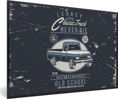 Produktbild von MuchoWow® MuchoWow® Gerahmtes Poster Auto - Oldtimer - Zeichnung 90x60 cm - Poster mit zchwarzem Bilderrahmen - Fotorahmen - Foto-Plakat