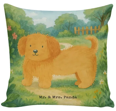 Produktbild von Mr. & Mrs. Panda kuschelkissen 40x40 Hund Flauschig Design - Weiß - Geschenk, Deko Kissen, Hunde, Dekokissen, Hundeliebe, Sofakissen, Polster, Süß, wohnzimmer