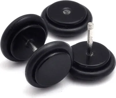Produktbild von 1 Paar Männer Frauen Punk 8mm Hantel Stil Ohrstecker Piercing Schmuck Charms-Schwarz