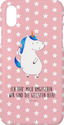 Produktbild von Mr. & Mrs. Panda Iphone 10 Handyhülle Einhorn Mann - Rot Pastell - Geschenk, Familie, Unicorn, Cover, Handycover, Einhörner, X, Handy, Freundin