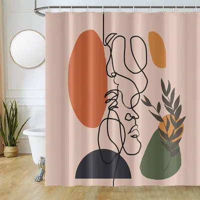 Produktbild von Abstrakter Duschvorhang, schimmelresistent und wasserdicht, waschbarer Duschvorhang aus Polyestergewebe, 180 x 180 cm.