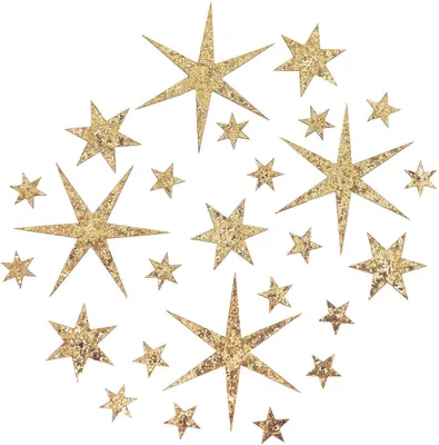 Produktbild von Oblique Unique 24 Sterne Sticker mit Pailletten Stern Aufkleber Glitzernd Weihnachtsdeko Deko Weihnachten - champagner